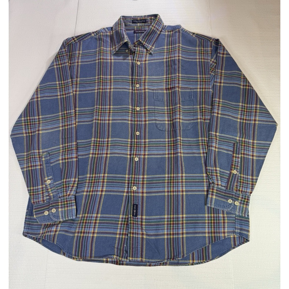 GANT Plaid Button Down Shirt Mens Large Cotton Classic Casual Preppy Vintage